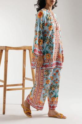 Multicolor Printed Shirt & Trouser Set Medium