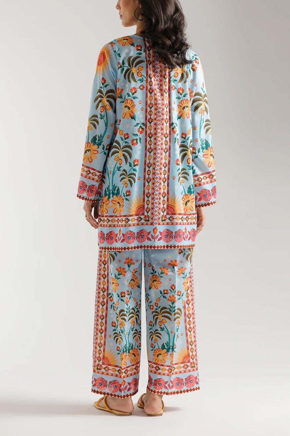 Multicolor Printed Shirt & Trouser Set Medium