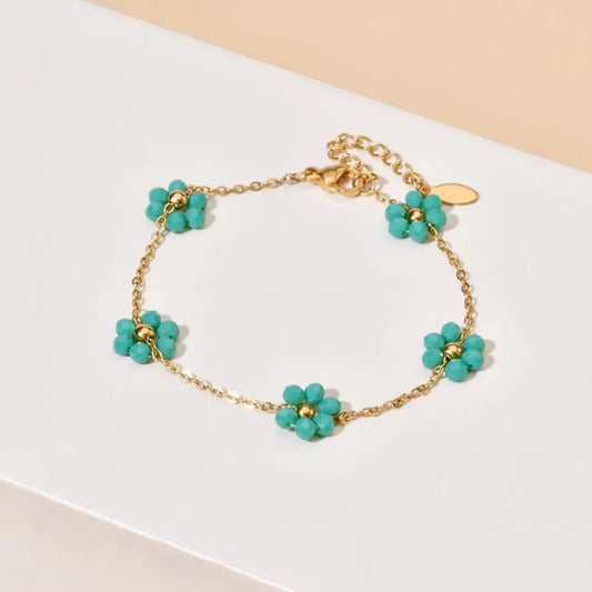 1 Pc Turkish Design Gold Plated Artificial Stones Chain Bracelet