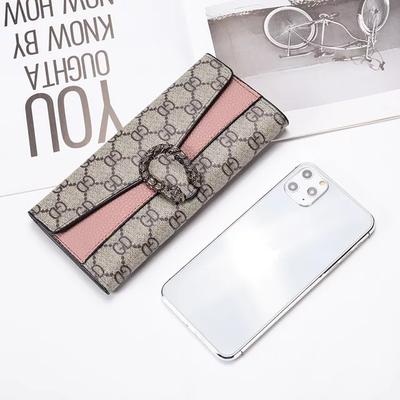 Women's PU Leather Tri-Fold Wallet Pink Gucci Style