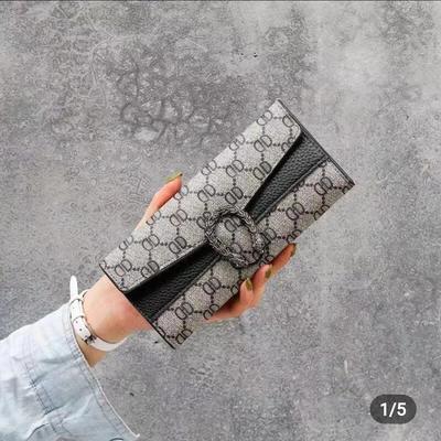 Women's PU Leather Tri-Fold Wallet Pink Gucci Style