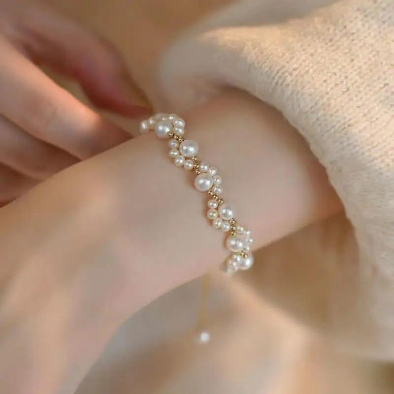 Pearl Cat Paw Bracelet for Women Girls